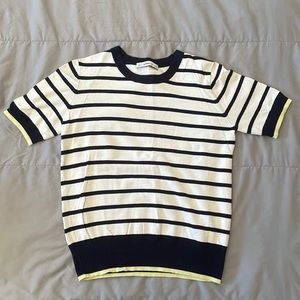 Zara Striped Short Sleeve Cropped Sweater